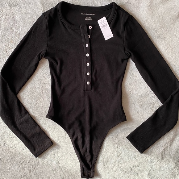 Brand New American Eagle Black Button-Up Bodysuit - Picture 3 of 5